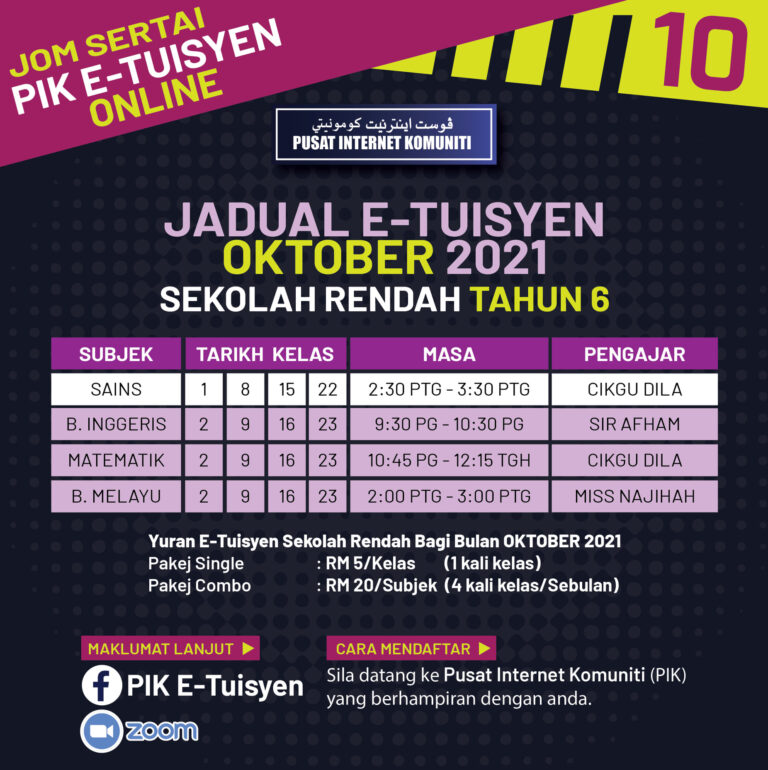 jadual tahun 6