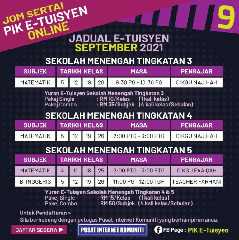 jadual ting 3 4 5